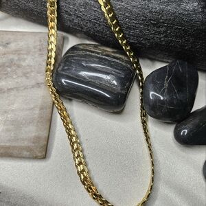 Large Gold Scalloped Herringbone Chain